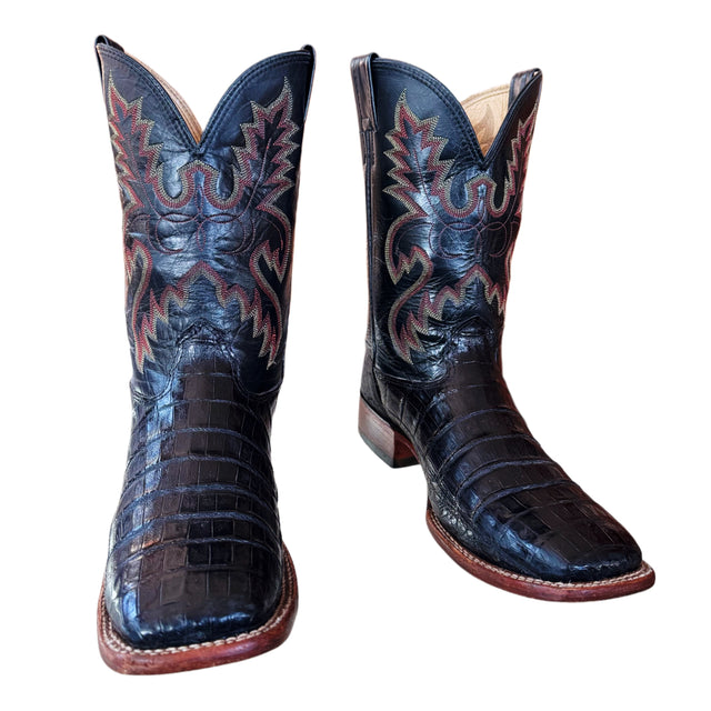 LARRY MAHAN Vintage Caiman Square Toe Cowboy Boots - Botablu