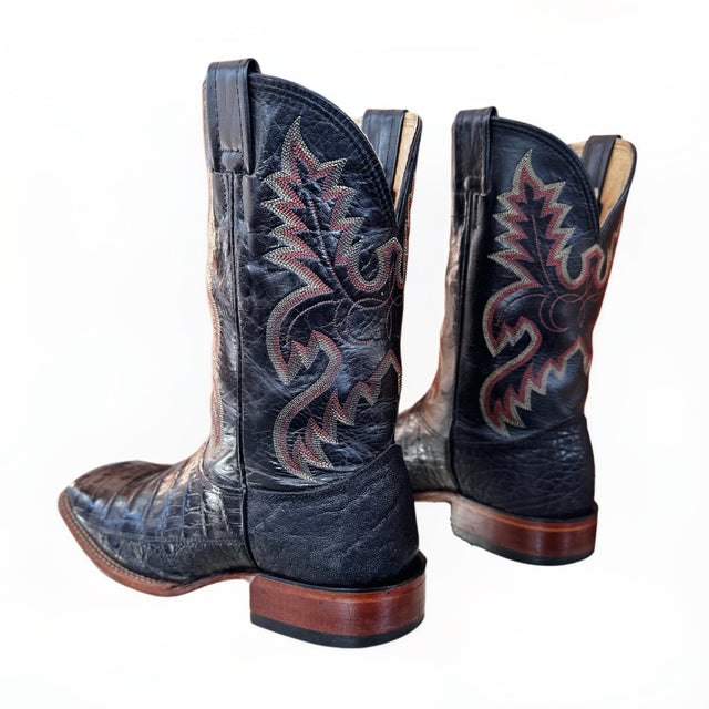 LARRY MAHAN Vintage Caiman Square Toe Cowboy Boots - Botablu