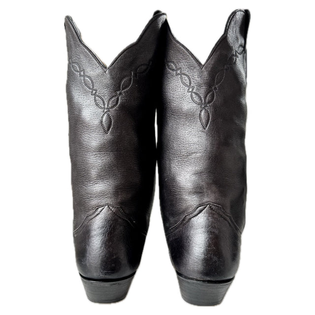LARRY MAHAN Vintage Deerskin Black Cowgirl Cowboy Boots - Botablu