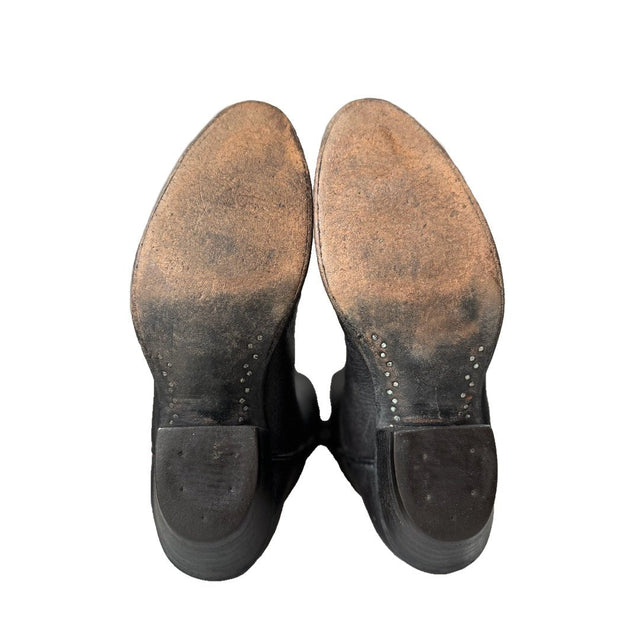 LARRY MAHAN Vintage Deerskin Black Cowgirl Cowboy Boots - Botablu