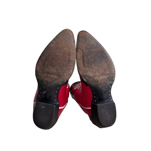 LARRY MAHAN Vintage Longhorn Red Cowgirl Boots - Botablu