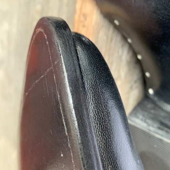 LARRY MAHAN Vintage New Tall Knee High Black Leather Cowgirl Western Boots - Botablu