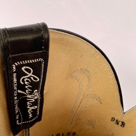 LARRY MAHAN Vintage New Tall Knee High Black Leather Cowgirl Western Boots - Botablu