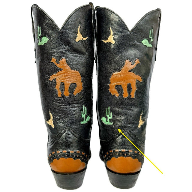 LARRY MAHAN Vintage Rodeo Buckin Bronco Cactus Cowboy Western Boots - Botablu