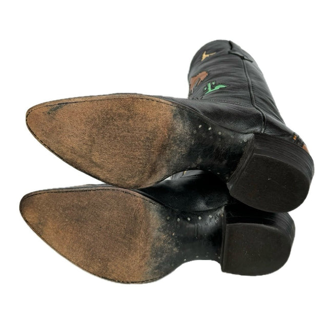 LARRY MAHAN Vintage Rodeo Buckin Bronco Cactus Cowboy Western Boots - Botablu