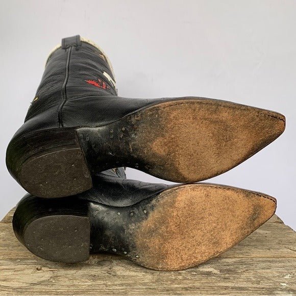 LARRY MAHAN Vintage Rodeo Cactus Black Rockabilly Cowgirl Cowboy Western Boots - Botablu