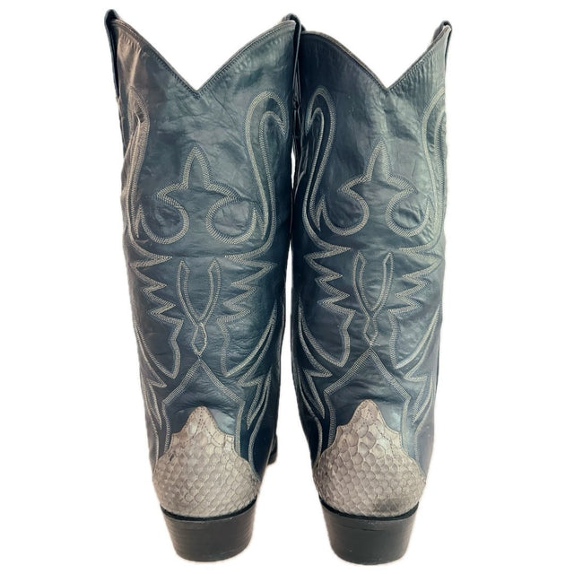 LARRY MAHAN Vintage Snakeskin Exotic Triad Cowboy Boots - Botablu