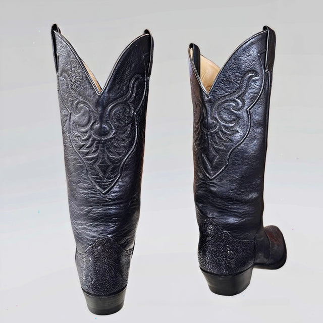 LARRY MAHAN Vintage Stingray Exotic Cowboy Boots - Botablu