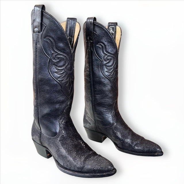 LARRY MAHAN Vintage Stingray Exotic Cowboy Boots - Botablu