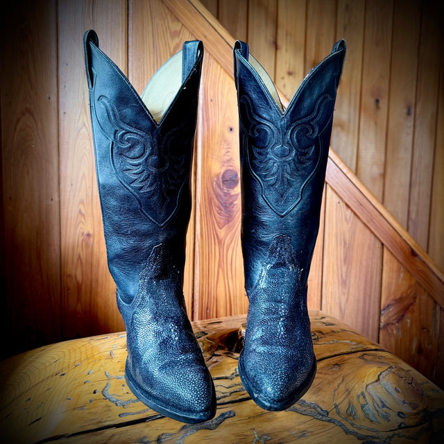 LARRY MAHAN Vintage Stingray Exotic Cowboy Boots - Botablu