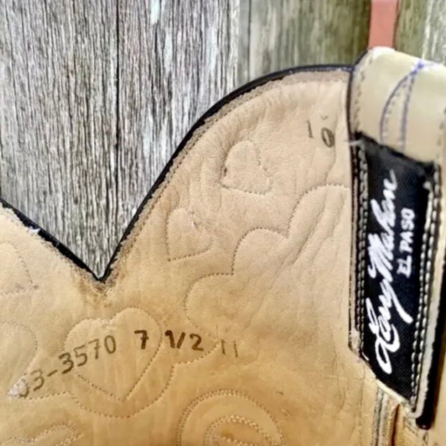 LARRY MAHAN Vintage Thinking Cowboy Heart Floral Cowgirl Western Boots - Botablu