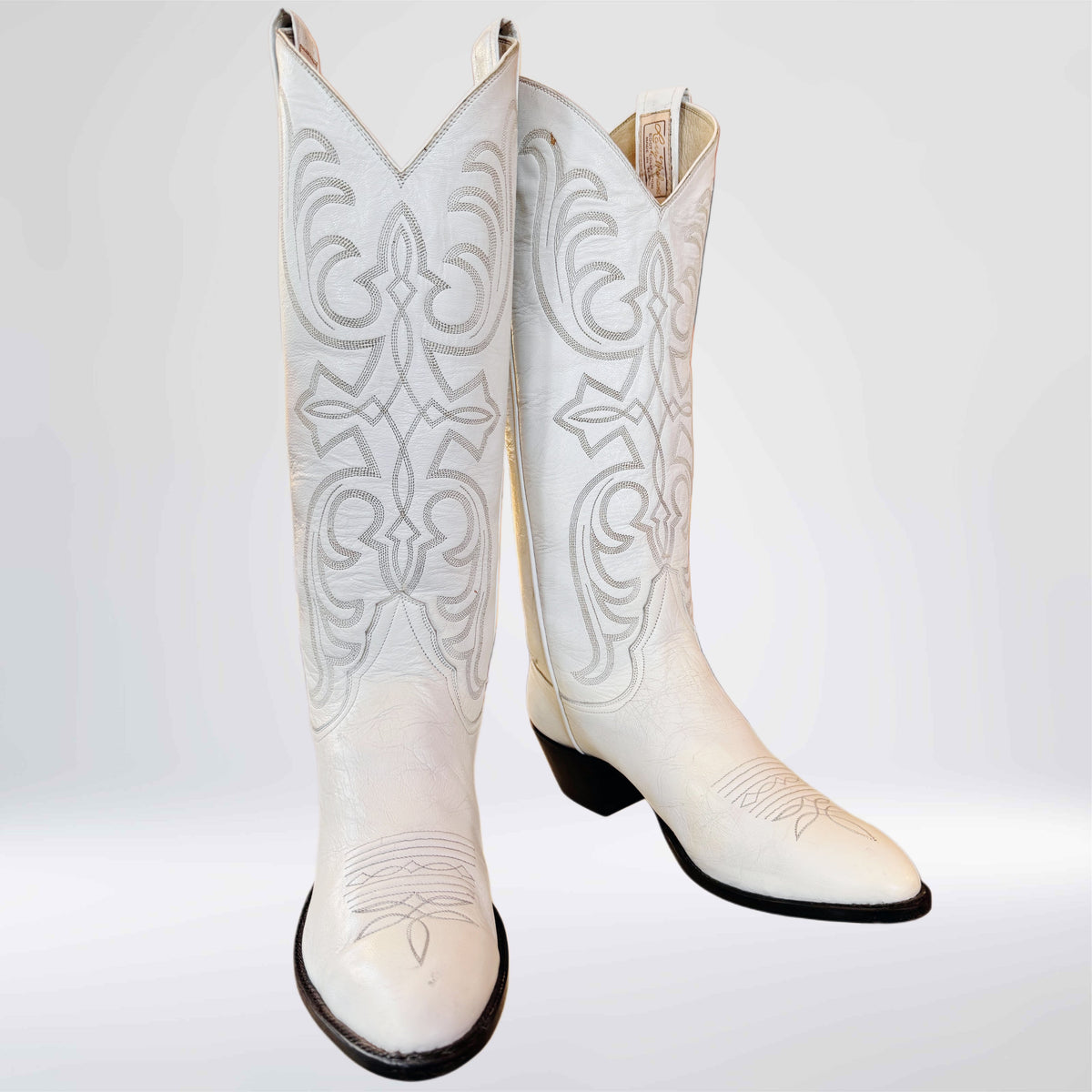 Larry Mahan Vintage White Cowgirl Boots | Made in USA | Botablu Boots