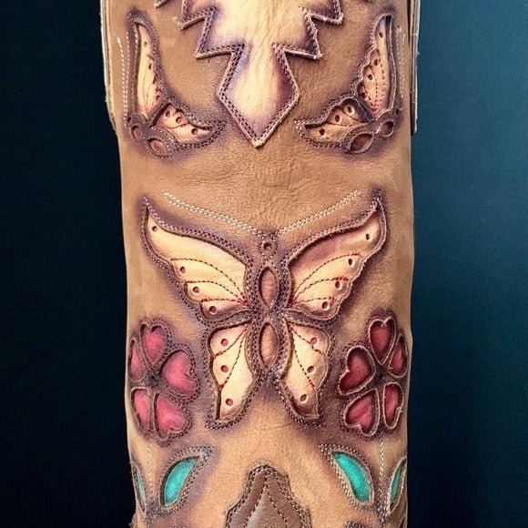 LIBERTY BOOT CO. Butterfly Floral Cowgirl Cowboy Western Boots - Botablu