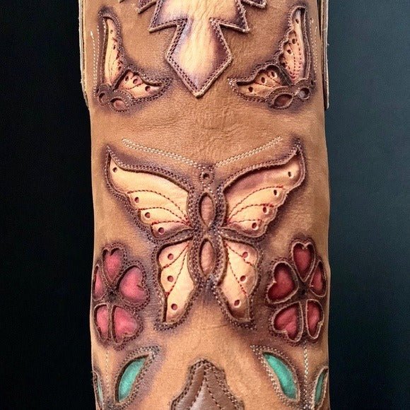 LIBERTY BOOT CO. Butterfly Floral Cowgirl Cowboy Western Boots - Botablu