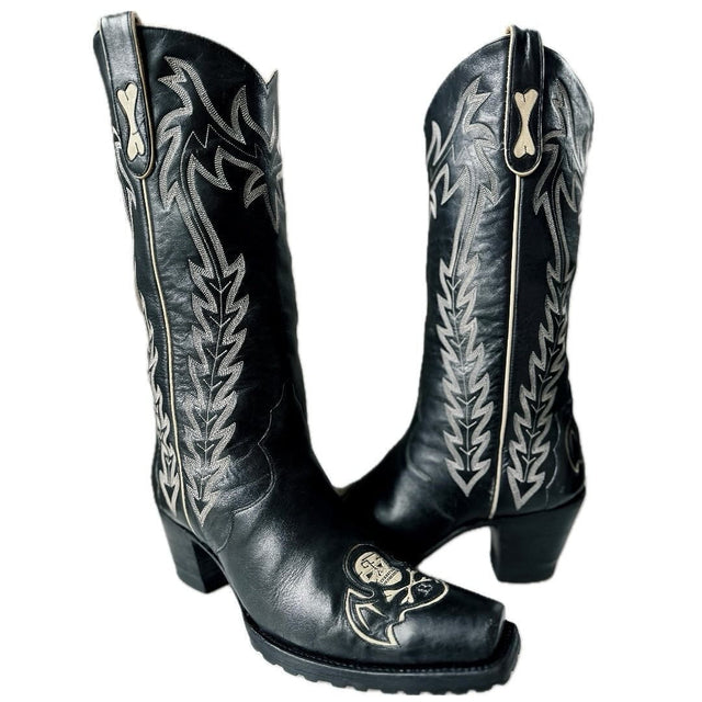 LIBERTY BOOT CO. Killaz Skull Crossbones Womens Cowboy Boots - Botablu