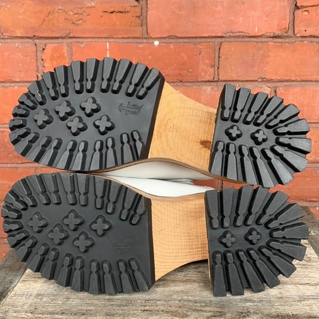 LONDON UNDERGROUND Rare Skull Platform Chunky Wooden Heel Lug Sole Clogs - Botablu