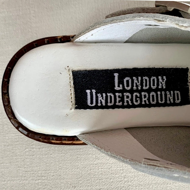 LONDON UNDERGROUND Rare Skull Platform Chunky Wooden Heel Lug Sole Clogs - Botablu