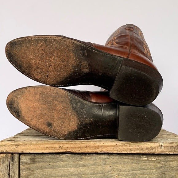 LUCCHESE 1883 Lizard Exotic Skin Goat Leather Brown Cowboy Western Boots - Botablu