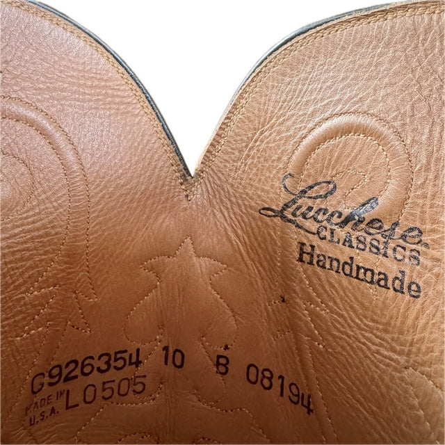 LUCCHESE Classics Handmade Belly Caiman Crocodile Black Cowboy Boots - Botablu