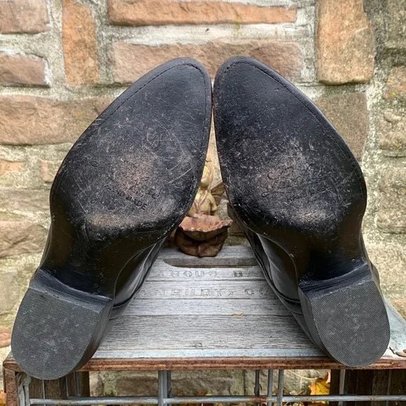 LUCCHESE Classics Handmade Black Leather Tall Knee High Cowgirl Western Boots - Botablu