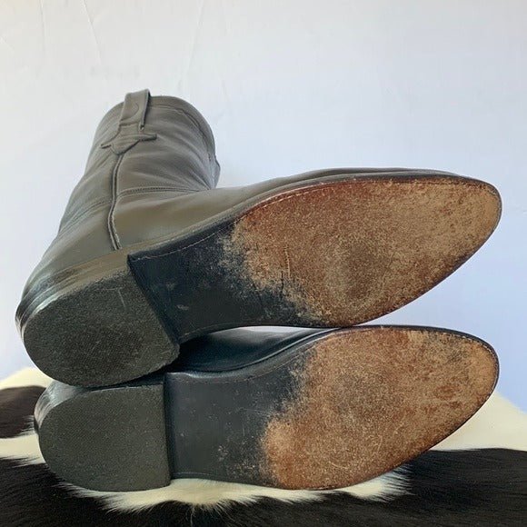 LUCCHESE Classics Handmade Black Roper Cowboy Western Boots - Botablu