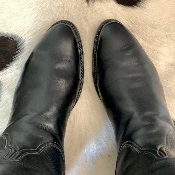 LUCCHESE Classics Handmade Black Roper Cowboy Western Boots - Botablu