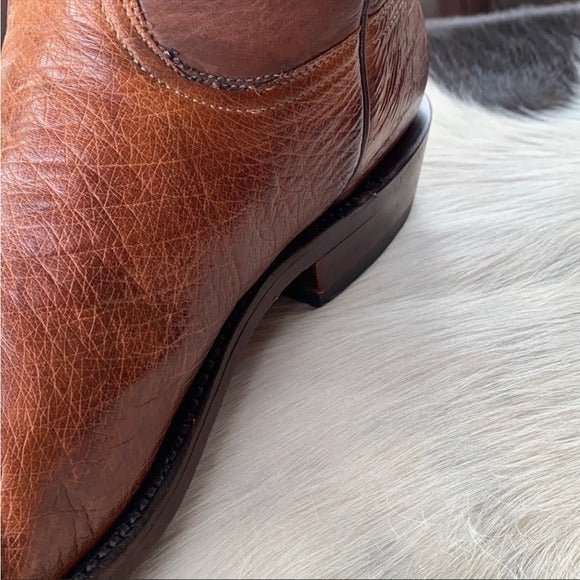 LUCCHESE Classics Handmade Ostrich Exotic Leather Roper Cowboy Western Boots - Botablu