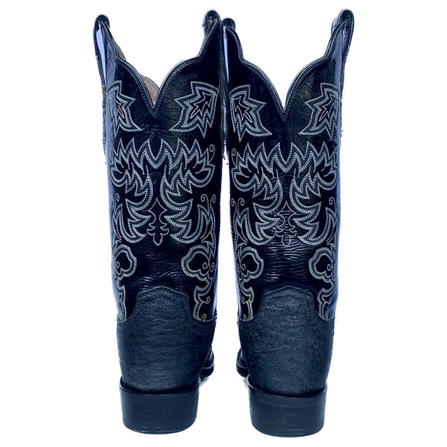 LUCCHESE Cowgirl Ring Lizard Exotic Handmade Tall Black Leather Western Cowgirl Cowboy Boots - Botablu