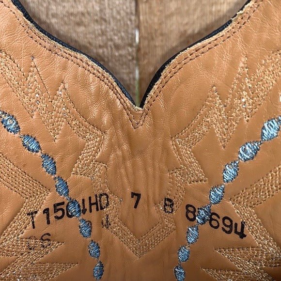 LUCCHESE Ostrich Exotic Crepe Sole Roper Blue Black Cowgirl Cowboy Western Boots - Botablu