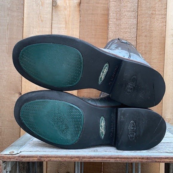 LUCCHESE Ostrich Exotic Crepe Sole Roper Blue Black Cowgirl Cowboy Western Boots - Botablu