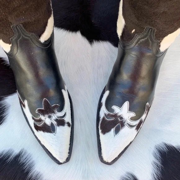 LUCCHESE Rare Cowhide Pony Calf Hair On Hide Cowgirl Cowboy Western Boots - Botablu