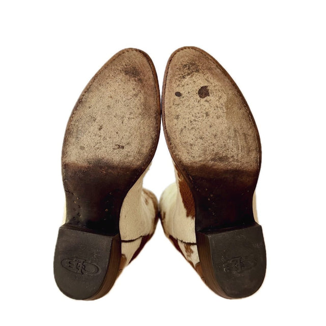 LUCCHESE Tooled Cowhide Calf Hair On Hide Peewee Pony Cowboy Boots - Botablu