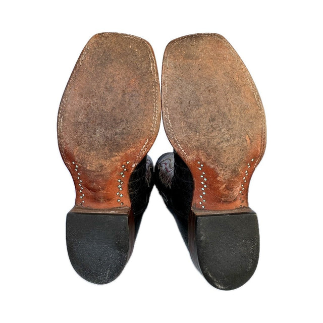 LUCCHESE Ultra Belly Caiman Owen Black Cowboy Boots - Botablu