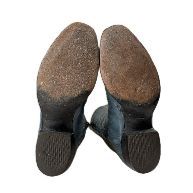 LUCCHESE Vintage San Antonio Blue Cowboy Boots - Botablu