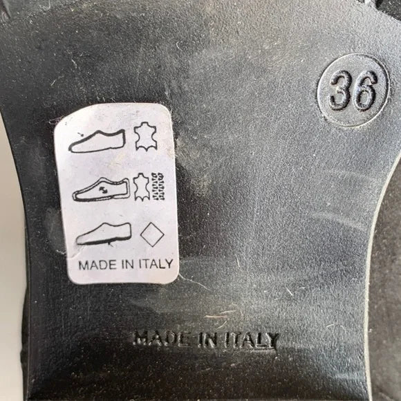 LUISA MIRANDA ITALIA Harness Chunky Lug Sole Slouch Black Biker Moto Boots - Botablu