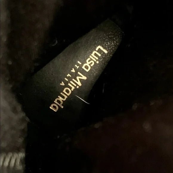 LUISA MIRANDA ITALIA Harness Chunky Lug Sole Slouch Black Biker Moto Boots - Botablu