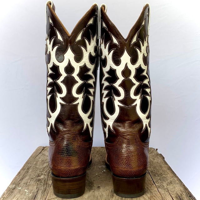 OLD GRINGO Benchmark Handmade Teju Lizard Exotic Leather Brown Cowboy Western Boots - Botablu