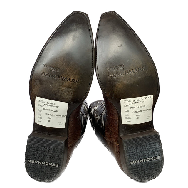 OLD GRINGO Benchmark Handmade Teju Lizard Exotic Leather Brown Cowboy Western Boots - Botablu