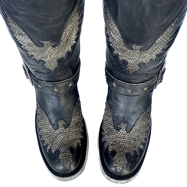 OLD GRINGO Biker Iron Eagle Harness Black Moto Cowgirl Cowboy Western Boots - Botablu