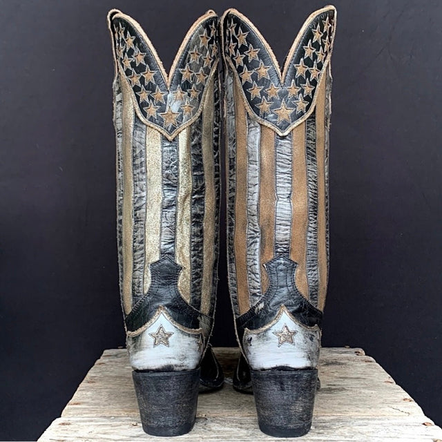 OLD GRINGO Bloom New American Flag Patriotic Black Cowgirl Cowboy Western Boots - Botablu