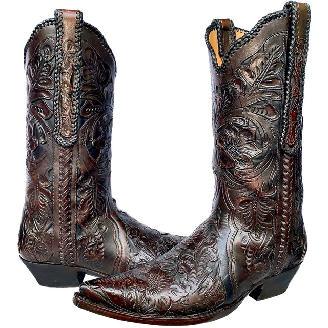 OLD GRINGO BOOT STAR Tooled Leather Brown Black Cowboy Western Boots - Botablu