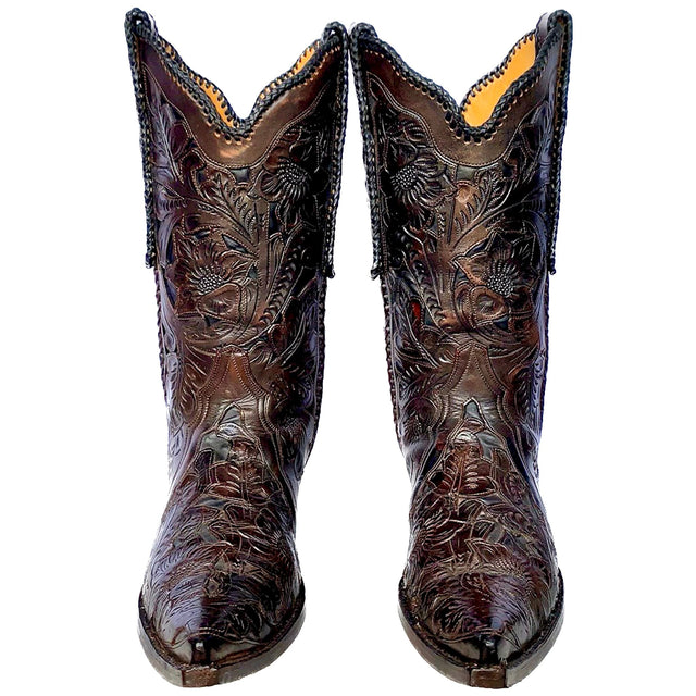 OLD GRINGO BOOT STAR Tooled Leather Brown Black Cowboy Western Boots - Botablu