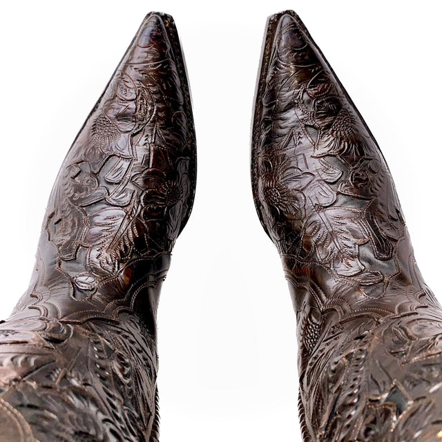 OLD GRINGO BOOT STAR Tooled Leather Brown Black Cowboy Western Boots - Botablu