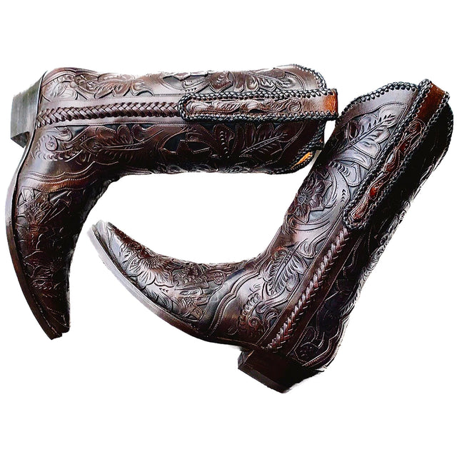 OLD GRINGO BOOT STAR Tooled Leather Brown Black Cowboy Western Boots - Botablu