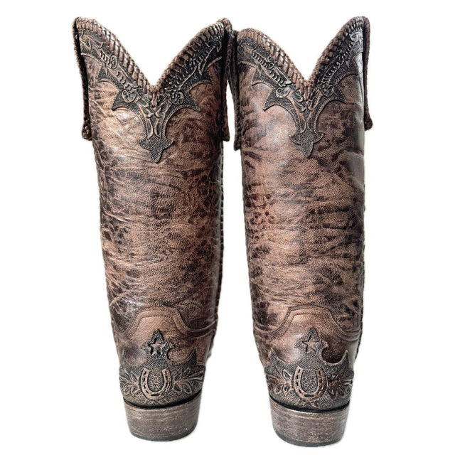 OLD GRINGO Diaz Tooled Brown Leather Cowboy Western Boots - Botablu