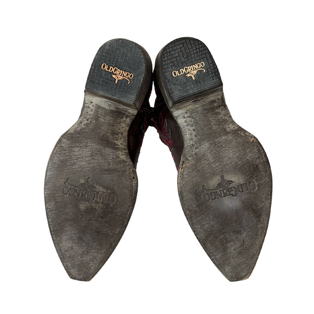 OLD GRINGO Dulce Calavera Skull Chocolate Red Western Ankle Boots BL3233-8 - Botablu