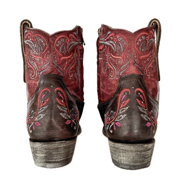 OLD GRINGO Dulce Calavera Skull Chocolate Red Western Ankle Boots BL3233-8 - Botablu