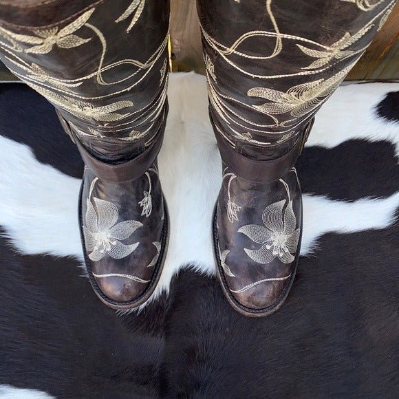 OLD GRINGO Harness Floral Tall Knee High Biker Moto Cowgirl Cowboy Western Boots - Botablu