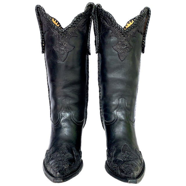 OLD GRINGO Julian Tooled Leather Black Tall Cowgirl Cowboy Western Boots - Botablu