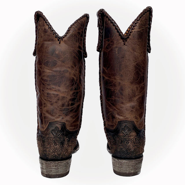 OLD GRINGO Klak Skull Tooled Brown Leather Cowboy Western Boots - Botablu